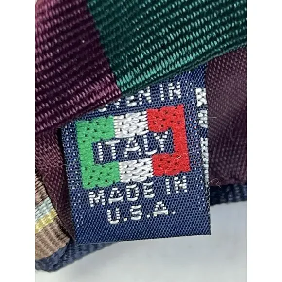 Striped Tie Barnett Bros Classic Burgundy Green Navy 3" W Business Preppy USA - Picture 5 of 9